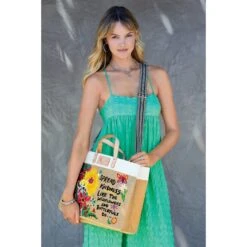 Be Kind East West Burlap Tote -Moonlink Jewelry Shop be kind east west burlap tote multi 4