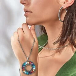 Bellissima Gems Large Necklace -Moonlink Jewelry Shop bellissima gems large necklace silver multi 3