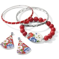 Blossom Hill Rouge Post Drop Earrings -Moonlink Jewelry Shop blossom hill rouge post drop earrings red multi 2