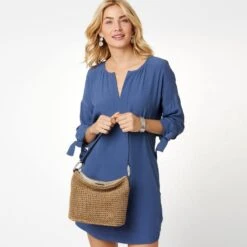 Cherie Straw Shoulderbag -Moonlink Jewelry Shop cherie straw shoulderbag wheat french blue 3