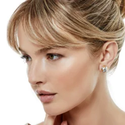 Entrata Round Post Earrings 6 Entrata Round Post Earrings -Moonlink Jewelry Shop entrata round post earrings silver gold 2