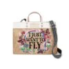Fly Away East West Burlap Tote