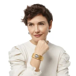 Golden Moon Hinged Bangle 7 Golden Moon Hinged Bangle -Moonlink Jewelry Shop golden moon hinged bangle brushed gold 3