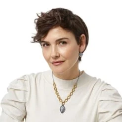 Golden Moon Short Necklace 7 Golden Moon Short Necklace -Moonlink Jewelry Shop golden moon short necklace gold gray 3