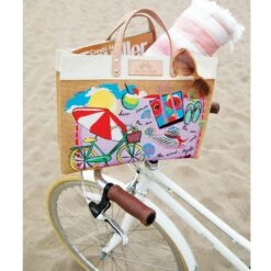 Life Is A Beach East West Burlap Tote -Moonlink Jewelry Shop life is a beach east west burlap tote multi 3