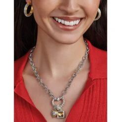 Mabel Heart Charm Holder Necklace -Moonlink Jewelry Shop mabel heart charm holder necklace silver 2