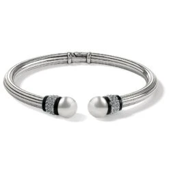 Meridian Open Hinged Bangle -Moonlink Jewelry Shop meridian open hinged bangle silver black 0