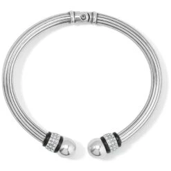 Meridian Open Hinged Bangle -Moonlink Jewelry Shop meridian open hinged bangle silver black 1