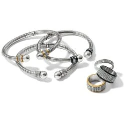 Meridian Open Hinged Bangle -Moonlink Jewelry Shop meridian open hinged bangle silver gold 2