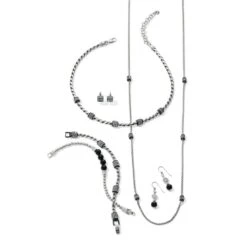 Meridian Petite Long Necklace -Moonlink Jewelry Shop meridian petite long necklace silver black 2