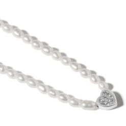 Meridian Zenith Heart Pearl Necklace -Moonlink Jewelry Shop meridian zenith heart pearl necklace silver pearl 2