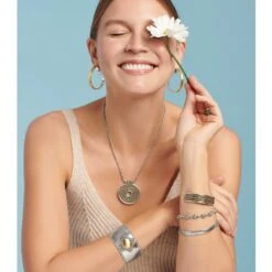 Monete Wide Cuff Bracelet -Moonlink Jewelry Shop monete wide cuff bracelet silver gold 3