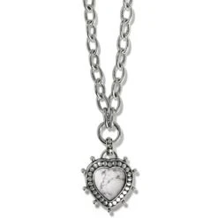 Pebble Dot Hati Howlite Heart Necklace