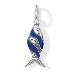 Retro Fish Charm Necklace -Moonlink Jewelry Shop retro fish charm necklace silver blue 3