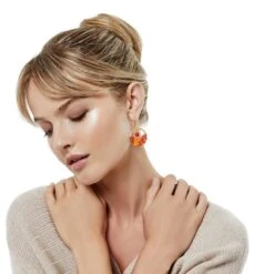 Terra Gold French Wire Earrings -Moonlink Jewelry Shop terra gold french wire earrings gold red 2