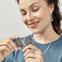 Vita Long Locket Necklace -Moonlink Jewelry Shop vita long locket necklace silver 4